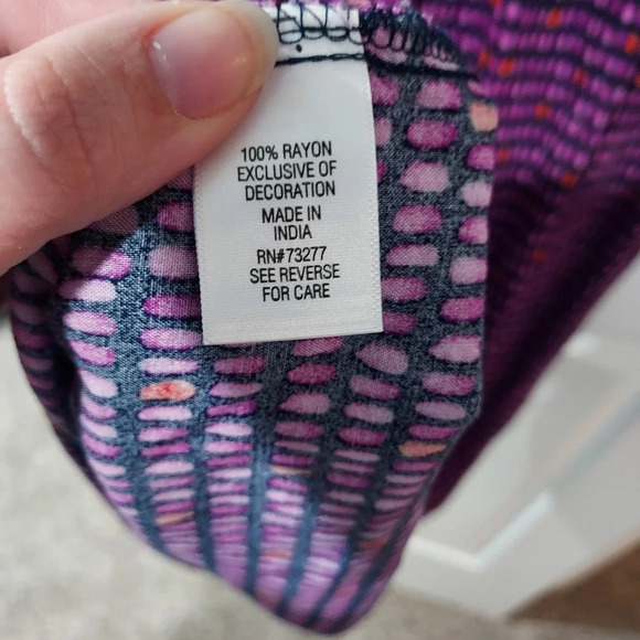 Kohl's Croft & Barrow Navy Color Dash Print Challis Midi Dress in PXL - Picture 9 of 9